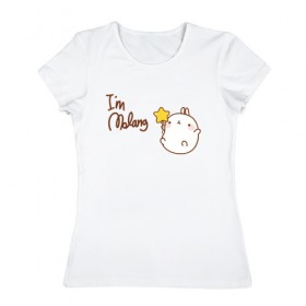 Женская футболка хлопок с принтом Кролик в Санкт-Петербурге, 100% хлопок | прямой крой, круглый вырез горловины, длина до линии бедер, слегка спущенное плечо | 