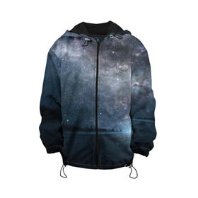 Детская куртка 3D с принтом Звездное небо в Санкт-Петербурге, 100% полиэстер | застежка — молния, подол и капюшон оформлены резинкой с фиксаторами, по бокам — два кармана без застежек, один потайной карман на груди, плотность верхнего слоя — 90 г/м2; плотность флисового подклада — 260 г/м2 | Тематика изображения на принте: вселенная | галактика | звезды | небо | ночь
