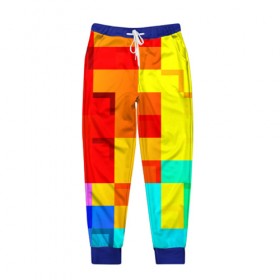 Мужские брюки 3D с принтом Pixel-Fon в Санкт-Петербурге, 100% полиэстер | манжеты по низу, эластичный пояс регулируется шнурком, по бокам два кармана без застежек, внутренняя часть кармана из мелкой сетки | кубики | пиксель | разноцветный | текстура | яркий