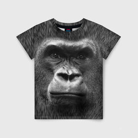 Детская футболка 3D с принтом Взгляд в Санкт-Петербурге, 100% гипоаллергенный полиэфир | прямой крой, круглый вырез горловины, длина до линии бедер, чуть спущенное плечо, ткань немного тянется | взгляд | голова | животные | о.м.с.к. | обезьяна | природа