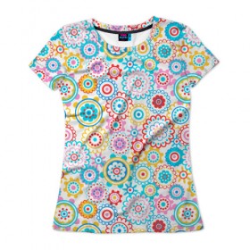 Женская футболка 3D с принтом Нежный узор в Санкт-Петербурге, 100% полиэфир ( синтетическое хлопкоподобное полотно) | прямой крой, круглый вырез горловины, длина до линии бедер | линии | орнамент | прикольные картинки | узор | цвет | цветы