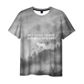 Мужская футболка 3D с принтом лес в Санкт-Петербурге, 100% полиэфир | прямой крой, круглый вырез горловины, длина до линии бедер | горы | лес | море | охота | приключения | природа | рыбалка | свобода | скалы | туман | туризм | экстрим