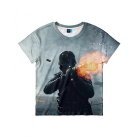 Детская футболка 3D с принтом батлфилд 1 в Санкт-Петербурге, 100% гипоаллергенный полиэфир | прямой крой, круглый вырез горловины, длина до линии бедер, чуть спущенное плечо, ткань немного тянется | battlefield 1 | батлфилд 1