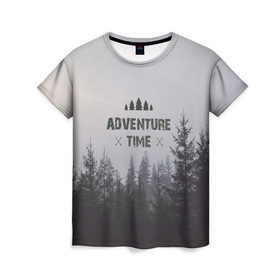 Женская футболка 3D с принтом лес в Санкт-Петербурге, 100% полиэфир ( синтетическое хлопкоподобное полотно) | прямой крой, круглый вырез горловины, длина до линии бедер | горы | лес | море | охота | приключения | природа | рыбалка | свобода | скалы | туман | туризм | экстрим