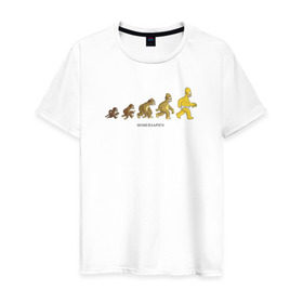 Мужская футболка хлопок с принтом Эволюция Гомера в Санкт-Петербурге, 100% хлопок | прямой крой, круглый вырез горловины, длина до линии бедер, слегка спущенное плечо. | homer simpson | the simpsons | гомер | симпсоны | эволюция