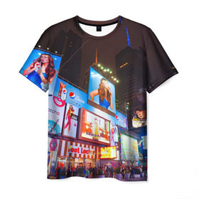 Мужская футболка 3D с принтом Авеню стрит в Санкт-Петербурге, 100% полиэфир | прямой крой, круглый вырез горловины, длина до линии бедер | америка | город | европа | китай | красота | новинки | ночь | огонь | пейзаж | свет