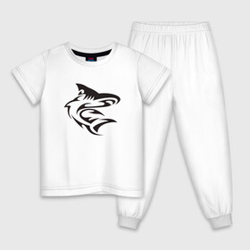 Детская пижама хлопок с принтом Акула трайбл в Санкт-Петербурге, 100% хлопок |  брюки и футболка прямого кроя, без карманов, на брюках мягкая резинка на поясе и по низу штанин
 | акула | животные | тату | трайбл
