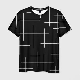 Мужская футболка 3D с принтом Geometric (2) в Санкт-Петербурге, 100% полиэфир | прямой крой, круглый вырез горловины, длина до линии бедер | Тематика изображения на принте: geometric | белый | геометрик | линии | текстура | чёрный