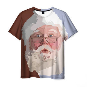 Мужская футболка 3D с принтом Санта Клаус в стиле WPAP в Санкт-Петербурге, 100% полиэфир | прямой крой, круглый вырез горловины, длина до линии бедер | Тематика изображения на принте: веселье | дед мороз | новый год | праздник | санта
