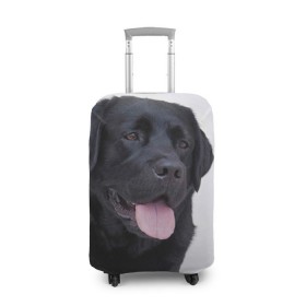 Чехол для чемодана 3D с принтом Черный лабрадор в Санкт-Петербурге, 86% полиэфир, 14% спандекс | двустороннее нанесение принта, прорези для ручек и колес | большая | золотистый | лабрадор | лабрадоры | палевый | песик | ретривер | собака | собаки