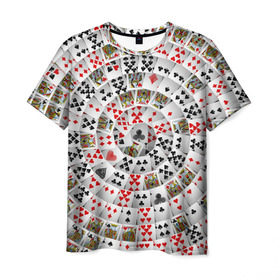 Мужская футболка 3D с принтом Игральные карты 3 в Санкт-Петербурге, 100% полиэфир | прямой крой, круглый вырез горловины, длина до линии бедер | карты | настольные игры | пасьянс | покер