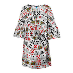 Детское платье 3D с принтом Игральные карты 3 в Санкт-Петербурге, 100% полиэстер | прямой силуэт, чуть расширенный к низу. Круглая горловина, на рукавах — воланы | карты | настольные игры | пасьянс | покер