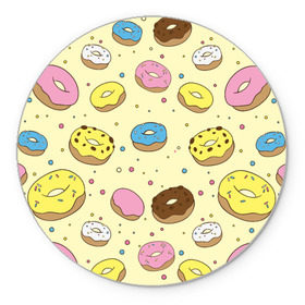 Коврик круглый с принтом Сладкие пончики в Санкт-Петербурге, резина и полиэстер | круглая форма, изображение наносится на всю лицевую часть | булочки | гомер симпсон | еда | пончики | сладости