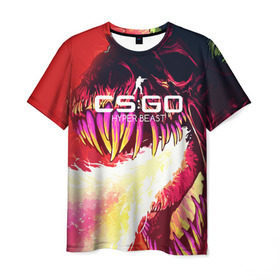 Мужская футболка 3D с принтом cs:go - Hyper Beast style (Скоростной зверь) в Санкт-Петербурге, 100% полиэфир | прямой крой, круглый вырез горловины, длина до линии бедер | beast | cs | csgo | hyper | го | зверь | кс | скоростной