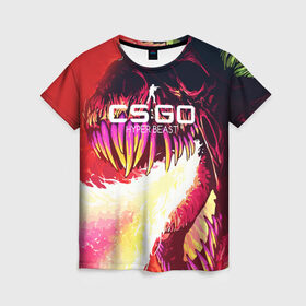 Женская футболка 3D с принтом cs:go - Hyper Beast style (Скоростной зверь) в Санкт-Петербурге, 100% полиэфир ( синтетическое хлопкоподобное полотно) | прямой крой, круглый вырез горловины, длина до линии бедер | beast | cs | csgo | hyper | го | зверь | кс | скоростной