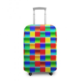 Чехол для чемодана 3D с принтом Кубики в Санкт-Петербурге, 86% полиэфир, 14% спандекс | двустороннее нанесение принта, прорези для ручек и колес | абстракция | кубики | пиксели | плитка | разноцветный | яркий