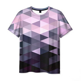 Мужская футболка 3D с принтом Pixel Polygon в Санкт-Петербурге, 100% полиэфир | прямой крой, круглый вырез горловины, длина до линии бедер | геометрия | полигоны | треугольник