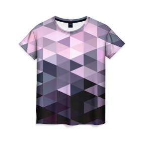 Женская футболка 3D с принтом Pixel Polygon в Санкт-Петербурге, 100% полиэфир ( синтетическое хлопкоподобное полотно) | прямой крой, круглый вырез горловины, длина до линии бедер | Тематика изображения на принте: геометрия | полигоны | треугольник