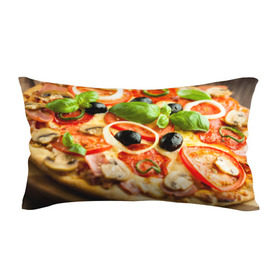 Подушка 3D антистресс с принтом Пицца в Санкт-Петербурге, наволочка — 100% полиэстер, наполнитель — вспененный полистирол | состоит из подушки и наволочки на молнии | базилик | еда | зелень | маслины | оливки | пицца | помидоры