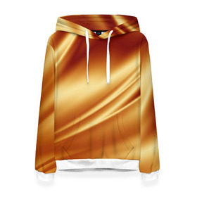 Женская толстовка 3D с принтом Golden Silk в Санкт-Петербурге, 100% полиэстер  | двухслойный капюшон со шнурком для регулировки, мягкие манжеты на рукавах и по низу толстовки, спереди карман-кенгуру с мягким внутренним слоем. | gold | golden silk | textile | texture | золотой шёлк | текстиль | текстура | ткань