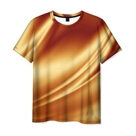 Мужская футболка 3D с принтом Golden Silk в Санкт-Петербурге, 100% полиэфир | прямой крой, круглый вырез горловины, длина до линии бедер | gold | golden silk | textile | texture | золотой шёлк | текстиль | текстура | ткань