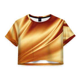 Женская футболка 3D укороченная с принтом Golden Silk в Санкт-Петербурге, 100% полиэстер | круглая горловина, длина футболки до линии талии, рукава с отворотами | gold | golden silk | textile | texture | золотой шёлк | текстиль | текстура | ткань