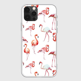 Чехол для iPhone 12 Pro с принтом Узор из фламинго в Санкт-Петербурге, силикон | область печати: задняя сторона чехла, без боковых панелей | животные | мозаика | птицы | узор | фауна | фламинго