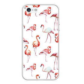 Чехол для iPhone 5/5S матовый с принтом Узор из фламинго в Санкт-Петербурге, Силикон | Область печати: задняя сторона чехла, без боковых панелей | животные | мозаика | птицы | узор | фауна | фламинго