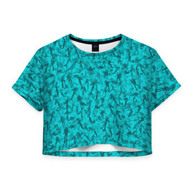 Женская футболка 3D укороченная с принтом Аквалангисты и русалки в Санкт-Петербурге, 100% полиэстер | круглая горловина, длина футболки до линии талии, рукава с отворотами | Тематика изображения на принте: вода | море | океан | охота | рыба | рыбак | рыбалка