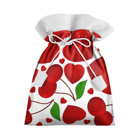 Подарочный 3D мешок с принтом сердце и вишня в Санкт-Петербурге, 100% полиэстер | Размер: 29*39 см | Тематика изображения на принте: вишня | сердце
