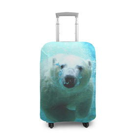 Чехол для чемодана 3D с принтом медведь в Санкт-Петербурге, 86% полиэфир, 14% спандекс | двустороннее нанесение принта, прорези для ручек и колес | медведь | пловец