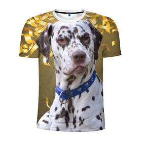 Мужская футболка 3D спортивная с принтом Скептический далматин в Санкт-Петербурге, 100% полиэстер с улучшенными характеристиками | приталенный силуэт, круглая горловина, широкие плечи, сужается к линии бедра | далматин | далматинец | песик | пятнистый | собака | собаки
