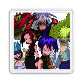 Магнит 55*55 с принтом Shaman King в Санкт-Петербурге, Пластик | Размер: 65*65 мм; Размер печати: 55*55 мм | shaman king | король шаманов