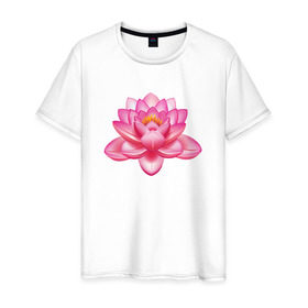 Мужская футболка хлопок с принтом Индийский Лотос в Санкт-Петербурге, 100% хлопок | прямой крой, круглый вырез горловины, длина до линии бедер, слегка спущенное плечо. | индийский | йога | лотос | цветок