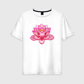 Женская футболка хлопок Oversize с принтом Индийский Лотос в Санкт-Петербурге, 100% хлопок | свободный крой, круглый ворот, спущенный рукав, длина до линии бедер
 | индийский | йога | лотос | цветок