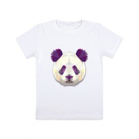 Детская футболка хлопок с принтом Полигональная панда в Санкт-Петербурге, 100% хлопок | круглый вырез горловины, полуприлегающий силуэт, длина до линии бедер | геометрический рисунок | голова | животные | панда | фауна