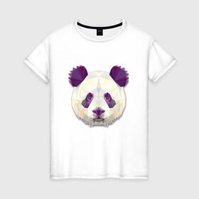 Женская футболка хлопок с принтом Полигональная панда в Санкт-Петербурге, 100% хлопок | прямой крой, круглый вырез горловины, длина до линии бедер, слегка спущенное плечо | геометрический рисунок | голова | животные | панда | фауна