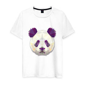 Мужская футболка хлопок с принтом Полигональная панда в Санкт-Петербурге, 100% хлопок | прямой крой, круглый вырез горловины, длина до линии бедер, слегка спущенное плечо. | геометрический рисунок | голова | животные | панда | фауна