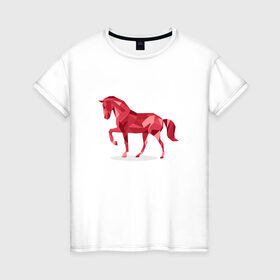 Женская футболка хлопок с принтом Геометрическая лошадь в Санкт-Петербурге, 100% хлопок | прямой крой, круглый вырез горловины, длина до линии бедер, слегка спущенное плечо | 