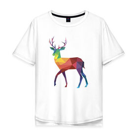 Мужская футболка хлопок Oversize с принтом Геометрический олень в Санкт-Петербурге, 100% хлопок | свободный крой, круглый ворот, “спинка” длиннее передней части | геометрический рисунок | животные | олень | фауна