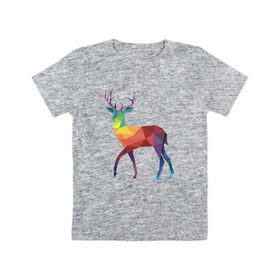 Детская футболка хлопок с принтом Геометрический олень в Санкт-Петербурге, 100% хлопок | круглый вырез горловины, полуприлегающий силуэт, длина до линии бедер | геометрический рисунок | животные | олень | фауна