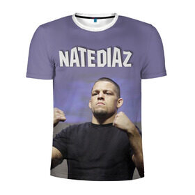 Мужская футболка 3D спортивная с принтом Nate Diaz в Санкт-Петербурге, 100% полиэстер с улучшенными характеристиками | приталенный силуэт, круглая горловина, широкие плечи, сужается к линии бедра | mma | диас | нейт