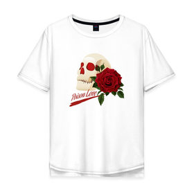 Мужская футболка хлопок Oversize с принтом Poison Love в Санкт-Петербурге, 100% хлопок | свободный крой, круглый ворот, “спинка” длиннее передней части | death | готика | готичная | любовь | роза | череп | эмо | яд