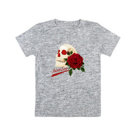 Детская футболка хлопок с принтом Poison Love в Санкт-Петербурге, 100% хлопок | круглый вырез горловины, полуприлегающий силуэт, длина до линии бедер | Тематика изображения на принте: death | готика | готичная | любовь | роза | череп | эмо | яд