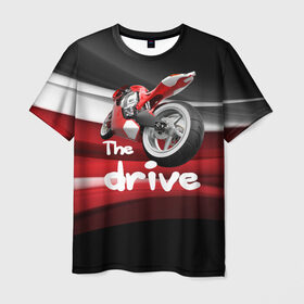 Мужская футболка 3D с принтом The drive в Санкт-Петербурге, 100% полиэфир | прямой крой, круглый вырез горловины, длина до линии бедер | Тематика изображения на принте: гонка | драйв | мото | мотогонки | мотоспорт | мотоцикл | скорость