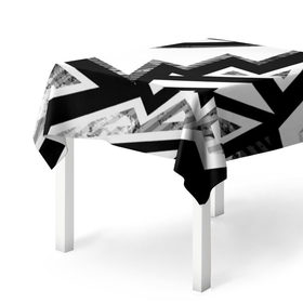 Скатерть 3D с принтом Треугольники в Санкт-Петербурге, 100% полиэстер (ткань не мнется и не растягивается) | Размер: 150*150 см | белый | геометрия | черно белый | черный