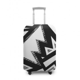 Чехол для чемодана 3D с принтом Треугольники в Санкт-Петербурге, 86% полиэфир, 14% спандекс | двустороннее нанесение принта, прорези для ручек и колес | белый | геометрия | черно белый | черный