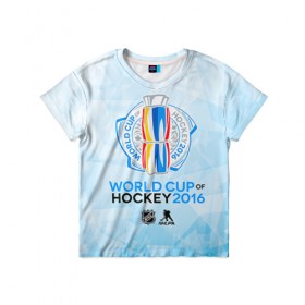 Детская футболка 3D с принтом Кубок мира по хоккею 2016 в Санкт-Петербурге, 100% гипоаллергенный полиэфир | прямой крой, круглый вырез горловины, длина до линии бедер, чуть спущенное плечо, ткань немного тянется | 