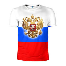 Мужская футболка 3D спортивная с принтом Триколор в Санкт-Петербурге, 100% полиэстер с улучшенными характеристиками | приталенный силуэт, круглая горловина, широкие плечи, сужается к линии бедра | russia | российская федерация | россия | рф