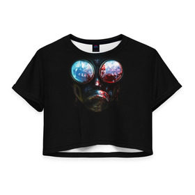 Женская футболка 3D укороченная с принтом Resident Evil в Санкт-Петербурге, 100% полиэстер | круглая горловина, длина футболки до линии талии, рукава с отворотами | biohazard | oбитель зла | resident evil | зомби